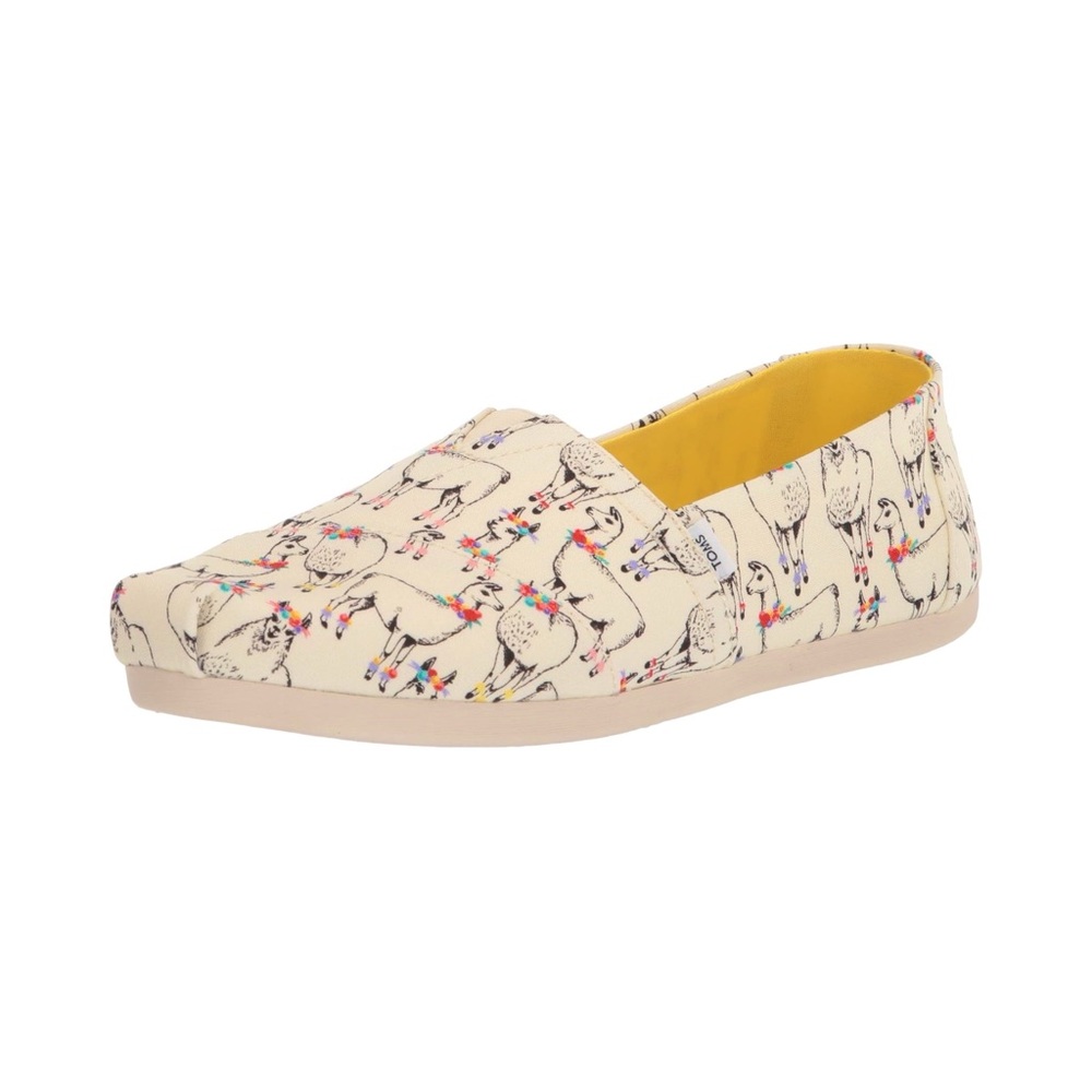 NIB Toms womens alparagata slip-on sz 5 shoe new llama alpaca print girls flats